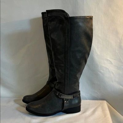 NWOT Nicole faux gray leather tall pull up/zip knee high riding boots size 6 - Image 1 of 4