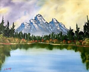 Bob Ross Style Original Oil Painting | Landscape Signed Art Collectible