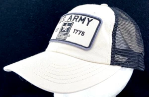NEW US Army Black Knights Caps Direct Cream Mesh Snapback Trucker Cap Hat OS - Picture 1 of 8