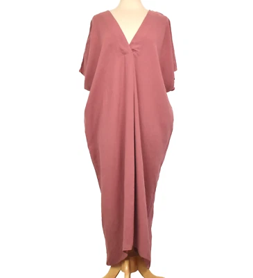 Nuevo con etiquetas Vestido Zara Plisado Caftán M Lyocell Lino Coral Color Arcilla Foto 1 de 4