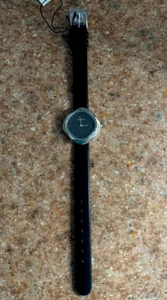 Authentic Pandora Liquid Black Crown Diamond Black Leather Watch 811050BK NWT - Picture 1 of 5