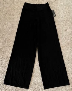 NWT APT. 9 Solid Black Soft Wide Leg Knit Pants Smocked High Waist 32" Inseam S - Picture 1 of 2