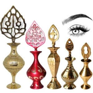 Brass Surma dani, Vintage Kohl Holder Bottle With Islamic Eye Liner Surmi Powder - Picture 1 of 14