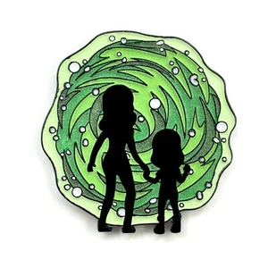 Rick and Morty Emaillenadel für Hutmontage, Pin für Kind, grünes Portal leuchtend - Bild 1 von 2