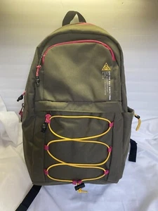 Vans Wall 66 Backpack Hiking Olive Green Pink Trim And Yellow Clean Nice - Picture 1 of 14