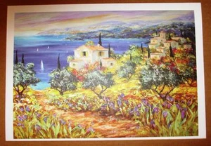 Duaiv Seaside Village Plate Signed Fine Art Lithograph Waterview art - Picture 1 of 4
