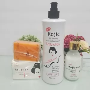 3 In 1 Kojie San Kojic Skin Lightening Body Lotion 600ml + Soap + Serum ๐ฏ% Orig - Picture 1 of 10