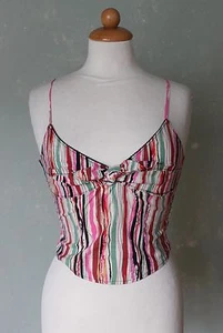 Kookai Top Tanktop Croptop Bauchfrei gestreift Schleife schwarz Gr. 34 XS / 36 S - Bild 1 von 2