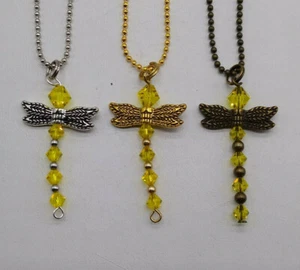 m/w Swarovski Crystal Citrine Dragonfly Keychain/ Ornament; Handmade; November - Picture 1 of 2