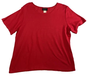 Koos of Course Womens Top Size 1X Red Stretch Round Neck Short Sleeves NWOT - Picture 1 of 9