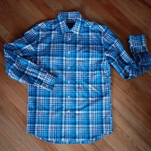 Joseph A Banks Mens Tailored Fit Traveler BLUE Plaid L/S SM NWOT $99 - Picture 1 of 3