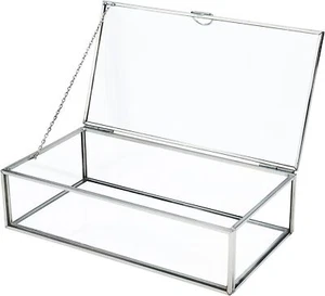 Silver Box Jewelry Keepsake Vintage Glass Lidded Decorative Display Organizer - Picture 1 of 9