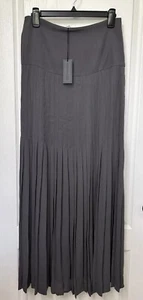 NWT RICHARD CHAI LOVE Women's Charcoal Gray Long Pleated Skirt Size 0 - Picture 1 of 11