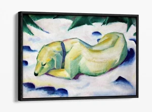 FRANZ MARC, DOG LYING IN THE SNOW -FLOAT EFFECT CANVAS WALL ART PRINT - Picture 1 of 12