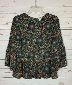 J.CREW Women's S Small Blue Green Pink Floral 3/4 Sleeve Cute Top Blouse Shirt - Picture 1 of 11