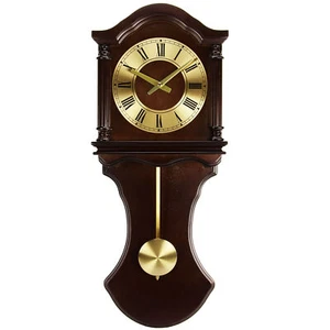 Bedford Clock Collection 27.5 Inch Wall Clock with Pendulum and Chimes in Chocol - Picture 1 of 1