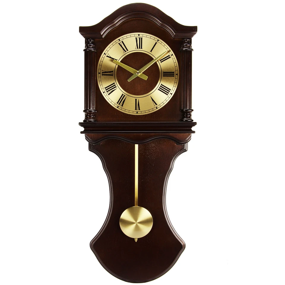 Bedford Clock Collection 27.5 Inch Wall Clock with Pendulum and Chimes in Chocol - Image 1 of 1