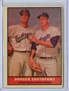 1961 Topps Los Angeles Dodgers Southpaws Sandy Koufax/ Podres #207 ⭐️💥🎯 VG - Picture 1 of 2