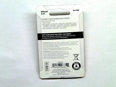 RadioShack 3.6V/600mAh Ni-MH Batería de Teléfono Inalámbrico 3 x AAA GE RCA Claridad Foto 1 de 2