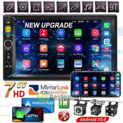 7 Inch Double 2 Din Car Stereo Radio Android 10 GPS Wifi Touch Screen MP5 Player - Image 1 of 4