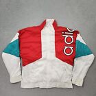 Vintage Adidas Jacket Mens Large Red Colorblock Retro Spell Out Logo Warm Up 90s