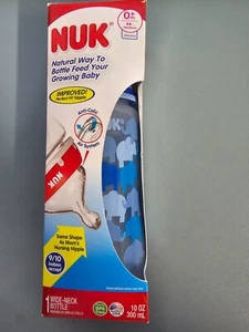 NUK Bottle with Silicone Medium Flow Nipple, 0+ months, 10 oz - Wide-Neck - Blue - Picture 1 of 1