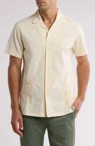 Men’s VSTR $79 Tonal Embroidered 100% Cotton Cream Camp Shirt Size Medium NWT - Picture 1 of 4