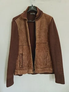 ZARA Shearling Sheepskin Cardi Jacket Mens Womens Biker Distresse Brown M/L - Picture 1 of 20