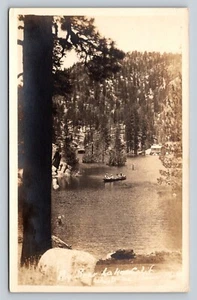 RPPC BIG BEAR LAKE CALIFORNIA FISHING ON A BOAT VINTAGE POSTCARD - Picture 1 of 3