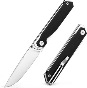 FLISSA Pocket Knife, Folding Knife with 3.2" 8Cr13MoV Blade (Black) G10 Handle - Picture 1 of 8