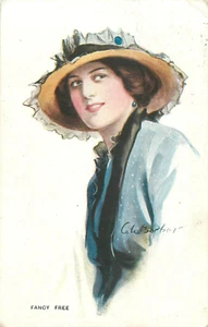 TRIBUNAL. BARBERO A/S HERMOSA MUJER CON SOMBRERO "GRATIS DE FANTASÍA" #687 1915 POSTAL - Imagen 1 de 2
