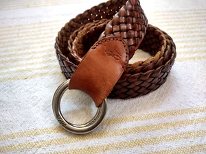 Cinturón tejido de cuero vintage Polo Ralph Lauren para hombre XL marrón con juntas tóricas tejido - Imagen 1 de 6