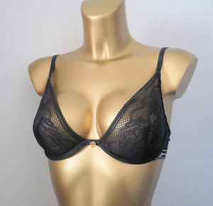 M & S ROSIE AUTOGRAPH NON PADDED PLUNGE BRA FRENCH LACE BLACK FREE POSTAGE - Picture 1 of 4