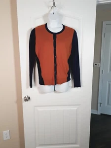 Suéter cárdigan ligero con botones manga larga óxido/azul marino Merona XL - Imagen 1 de 8