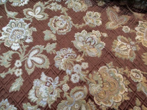 Fabric Robert Allen Beacon Hill Mademoiselle Mink Embroidered Silk Floral II22 - Picture 1 of 1