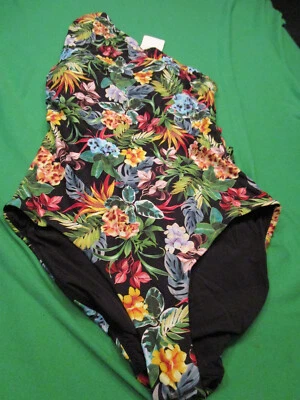 NUEVO TRAJE DE BAÑO ROJO CARTER UN HOMBRO UNA PIEZA NEGRO FLORAL TALLA SM 8 (RC9) Foto 1 de 4
