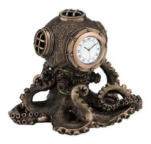 Statua scultura orologio campana subacquea polpo steampunk nautico - Foto 1 di 2
