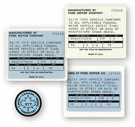 1970 Ford Mustang VIN Door Jamb ID Decal Sticker w/VIN & Date Printed Laminated  - Image 1 of 4