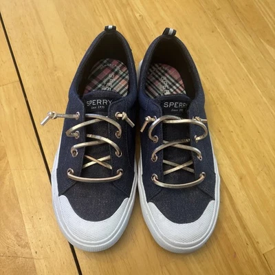 Kids Sperry Top Spider Shoes, Size 4 Blue With Gold Specs - Image 1 of 4