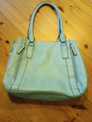 Cartera de hombro de cuero sintético verde menta Cato, bolsillos laterales Foto 1 de 4