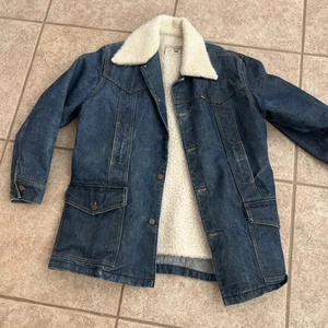 Vintage 70s Lee Storm Rider Denim Sherpa-Lined Ranch Coat Jacket Xl - Picture 1 of 10
