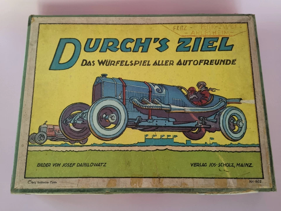 Rare Vtg Board Game "Durch's Ziel!" 1930s 1920s Metal Cars Scholz Mainz Austria - Image 1 of 4