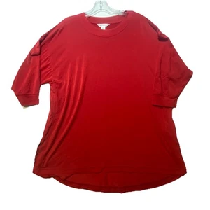 Athleta Damen T-Shirt L rot 3/4 Arm dehnbar leicht bequem - Bild 1 von 9