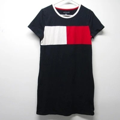 Tommy Hilfiger Big Flag Logo Retro Y2K Style T Shirt Dress Women's sz Medium - Image 1 of 3