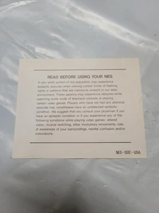 Read Before Using NES Nintendo Console System Seizure Info Insert NES-DOC-USA - Picture 1 of 2