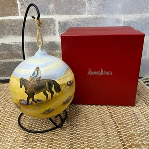 SELTEN Vintage STETSON signiert Südwesten Pferd Cowboy handbemalt Glas Ornament - Bild 1 von 15