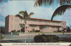 LaFayette Apartments Fort Lauderdale FL. Chrome Postcard - Picture 1 of 2