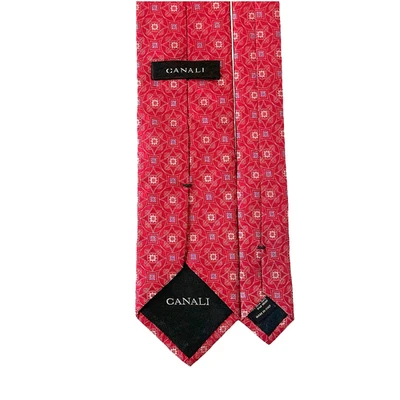 Галстук Canali красный синий цветочный медальон узор 100% шелк Италия 57 дюймов L 3,5 дюйма W - Изображение 1 из 4