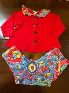 Miniwaves Made In USA Vintage 90er Mädchen Kinder Outfit 2-teiliges Set bunt 4T LESEN - Bild 1 von 8