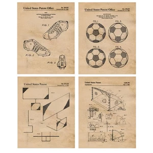Classic Soccer Practice Goals Patent Prints, 4 (8x10) Art Decor Home Work Office - Picture 1 of 10